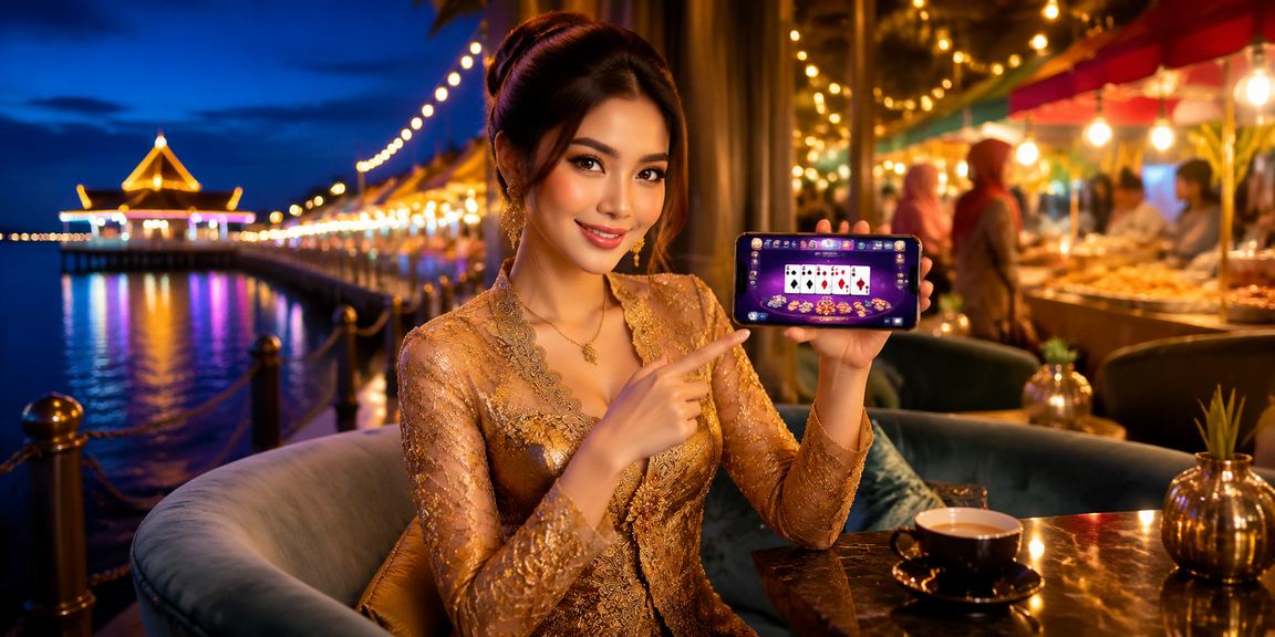 Pemain kad Malaysia dengan pakaian kebaya di meja kasino tradisional